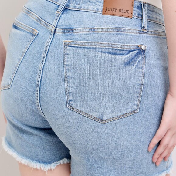 Hazel Blues® | Judy Blue Tummy Control Raw Hem Denim Shorts - Picture 11 of 16